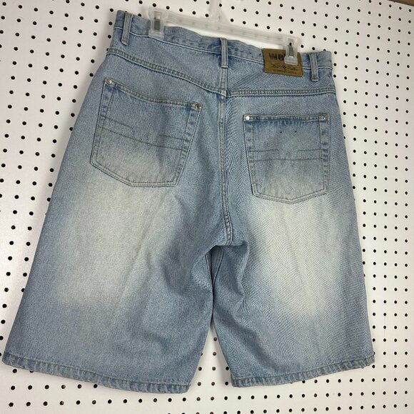 webs Baggy Jean Shorts Size 34 Light Wash Grunge Work Jorts Wide Leg‎ Skate Y2K - Picture 2 of 7